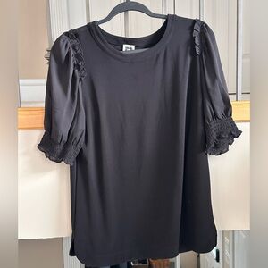 Anne Klein Black Ruffle Sleeve Blouse
